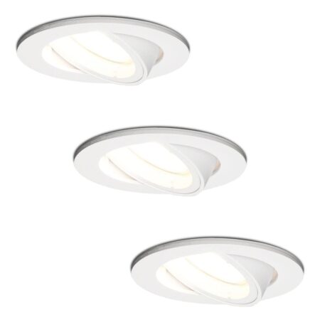 Set van 3 Dublin LED inbouwspot - 4 Watt 345 Lumen - 6500K Daglicht wit - GU10 - Dimbaar - Rond - Kantelbaar - IP20 waterdicht - Wit | HOFTRONIC