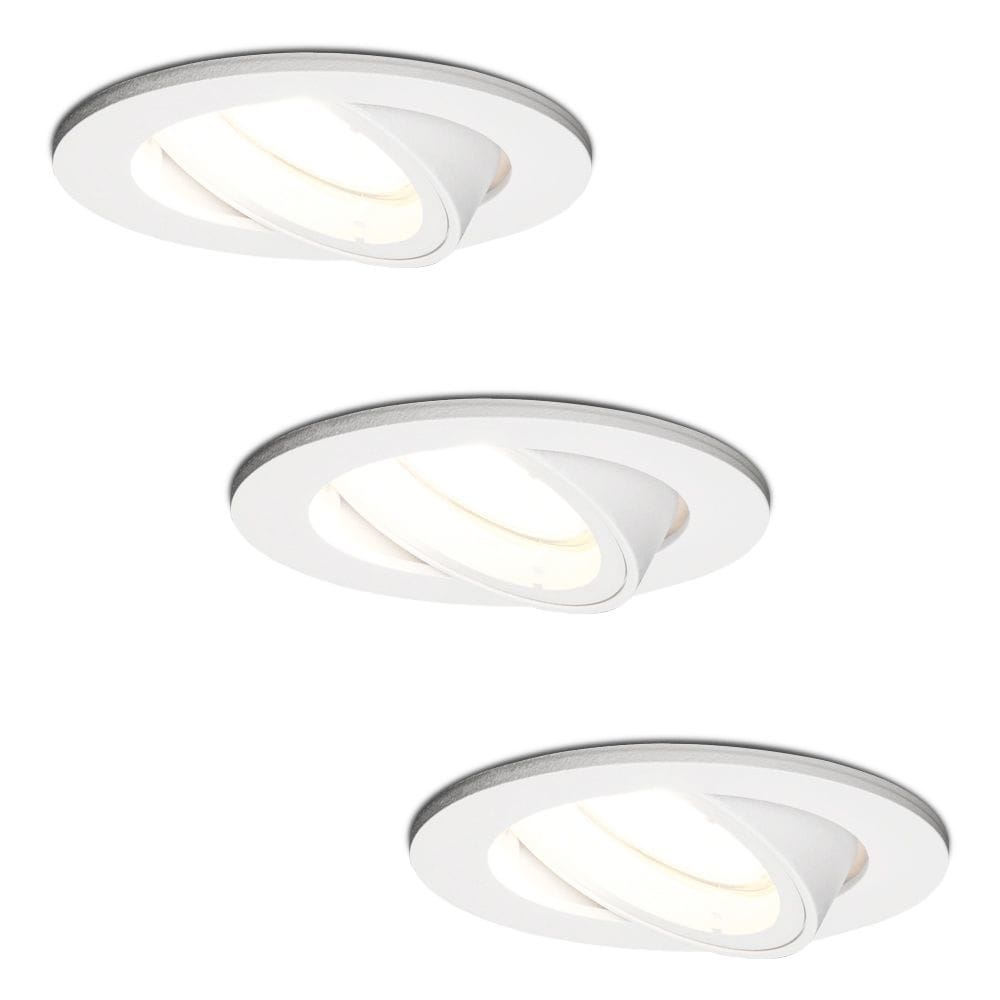 Set van 3 Dublin LED inbouwspot - 4 Watt 345 Lumen - 6500K Daglicht wit - GU10 - Dimbaar - Rond - Kantelbaar - IP20 waterdicht - Wit | HOFTRONIC