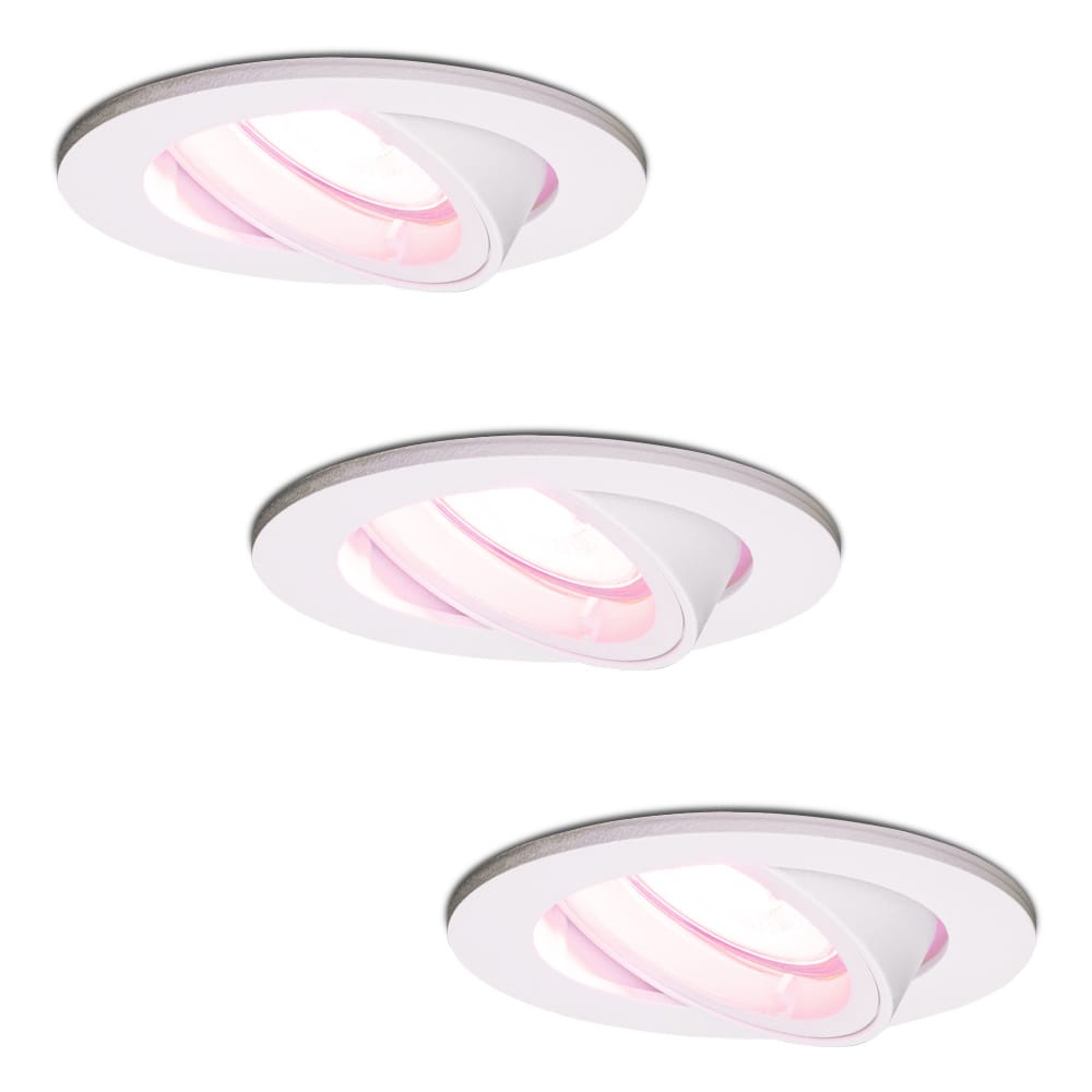 Set van 3 Dublin smart inbouwspots - Wifi + Bluetooth - RGBWW - GU10 - Kantelbaar - Google Home