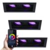 Set van 3 Durham Dubbel smart inbouwspots vierkant - Wifi + Bluetooth - RGBWW - GU10 11 Watt 670 Lumen - Kantelbaar - Google Home