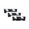 Set van 3 Durham - LED Inbouwspot - 8 Watt 690 Lumen - 6500K Daglicht wit - Dubbel - GU10 - Kantelbaar - IP20 voor binnen - Rechthoek - Wit/Zwart | HOFTRONIC
