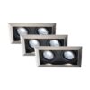 Set van 3 Durham - LED Inbouwspot - 8 Watt 690 Lumen - 6500K Daglicht wit - Dubbel - GU10 - Kantelbaar - Verzonken - IP20 voor binnen - Rechthoek - RVS | HOFTRONIC