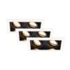 Set van 3 Durham - LED Inbouwspot - 8 watt 690 lumen - 2700K Warm wit - Dubbel - GU10 - Kantelbaar - IP20 voor binnen - Rechthoek - Wit/Zwart | HOFTRONIC