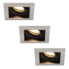 Set van 3 Durham LED inbouwspots vierkant - 4 Watt 345 lumen - 2700k warm wit - GU10 - Dimbaar Kantelbaar - Voor binnen - RVS | HOFTRONIC