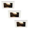 Set van 3 Durham LED inbouwspots vierkant - 4 Watt 345 lumen - 2700k warm wit - GU10 - Dimbaar Kantelbaar - Voor binnen - Wit | HOFTRONIC