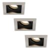 Set van 3 Durham vierkante LED inbouwspots - 4 Watt 345 Lumen - 4000K neutraal wit - GU10 - Dimbaar Kantelbaar - Voor binnen - RVS | HOFTRONIC
