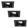 Set van 3 Durham vierkante LED inbouwspots - 4 Watt 345 Lumen - 4000K neutraal wit - GU10 - Dimbaar Kantelbaar - Voor binnen - Zwart | HOFTRONIC