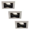 Set van 3 Durham vierkante LED inbouwspots - 4 Watt 345 Lumen - 6500K daglicht wit - GU10 - Dimbaar Kantelbaar - Voor binnen - RVS | HOFTRONIC