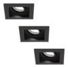 Set van 3 Durham vierkante LED inbouwspots - 4 Watt 345 Lumen - 6500K daglicht wit - GU10 - Dimbaar Kantelbaar - Voor binnen - Zwart | HOFTRONIC