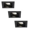 Set van 3 Fresno LED inbouwspots vierkant - GU10 - 4 Watt 345 Lumen - 4000K neutraal wit - Dimbaar - Kantelbaar - Verzonken - IP20 voor binnen - Zwart - Anti-glare | HOFTRONIC