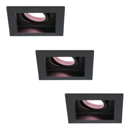 Set van 3 Fresno smart inbouwspots vierkant - Wifi + Bluetooth - RGBWW - GU10 - Kantelbaar - Verzonken - Google Home