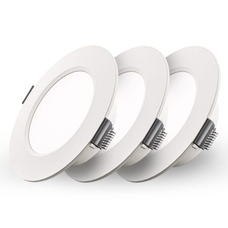 Set van 3 Georgia LED platte Inbouwspots wit - 3W 155lm - Rond - 6500K Daglicht Wit - Ø100 mm - IP20 voor binnen - Inbouwdiepte 25mm | HOFTRONIC