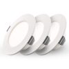 Set van 3 Georgia LED platte Inbouwspots wit - 6 Watt 490lm - Rond - 4000K Neutraal Wit - Ø120 mm - IP20 voor binnen - Inbouwdiepte 25mm | HOFTRONIC