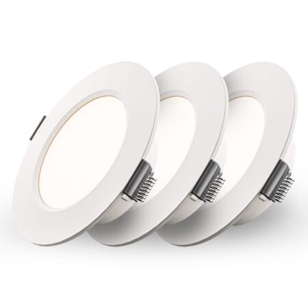 Set van 3 Georgia LED platte Inbouwspots wit - 6 Watt 490lm - Rond - 4000K Neutraal Wit - Ø120 mm - IP20 voor binnen - Inbouwdiepte 25mm | HOFTRONIC