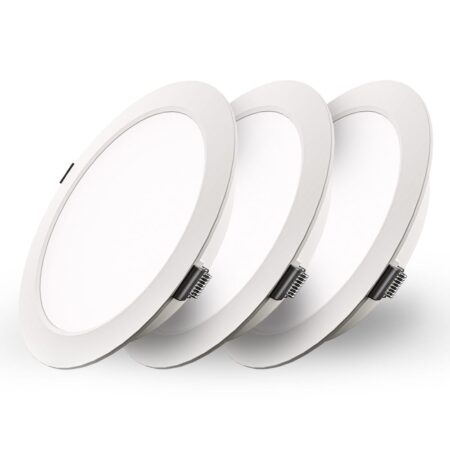 Set van 3 Georgia LED platte Inbouwspots wit - inbouwdiepte 25mm - 18 Watt 1820lm - Rond - 6500K Daglicht Wit - Ø220 mm - IP20 voor binnen | HOFTRONIC