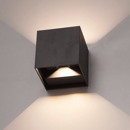 Set van 3 Kansas LED Wandlampen - 7 Watt 720 lumen - IP65 Waterdicht - 3000K Warm Wit - Binnen en buiten - Kubus - Up & Down Light - Zwart | HOFTRONIC