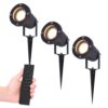 Set van 3 LED Prikspot zwart Sydney - aluminium - 4 Watt 345 lumen - 2700K warm wit - IP65 Waterdicht - Incl. dimmer met afstandsbediening | HOFTRONIC