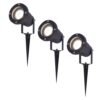 Set van 3 LED prikspots - 4 Watt 345 Lumen - Dimbaar - Kantelbaar - 4000K neutraal wit - GU10 - IP64 Waterdicht - Zwart - Tuinspots | HOFTRONIC