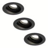 Set van 3 Laredo LED inbouwspots - GU10 4 Watt 345 Lumen - 4000K neutraal wit - Dimbaar - verzonken - Rond - Kantelbaar - IP20 Voor binnen - Zwart | HOFTRONIC