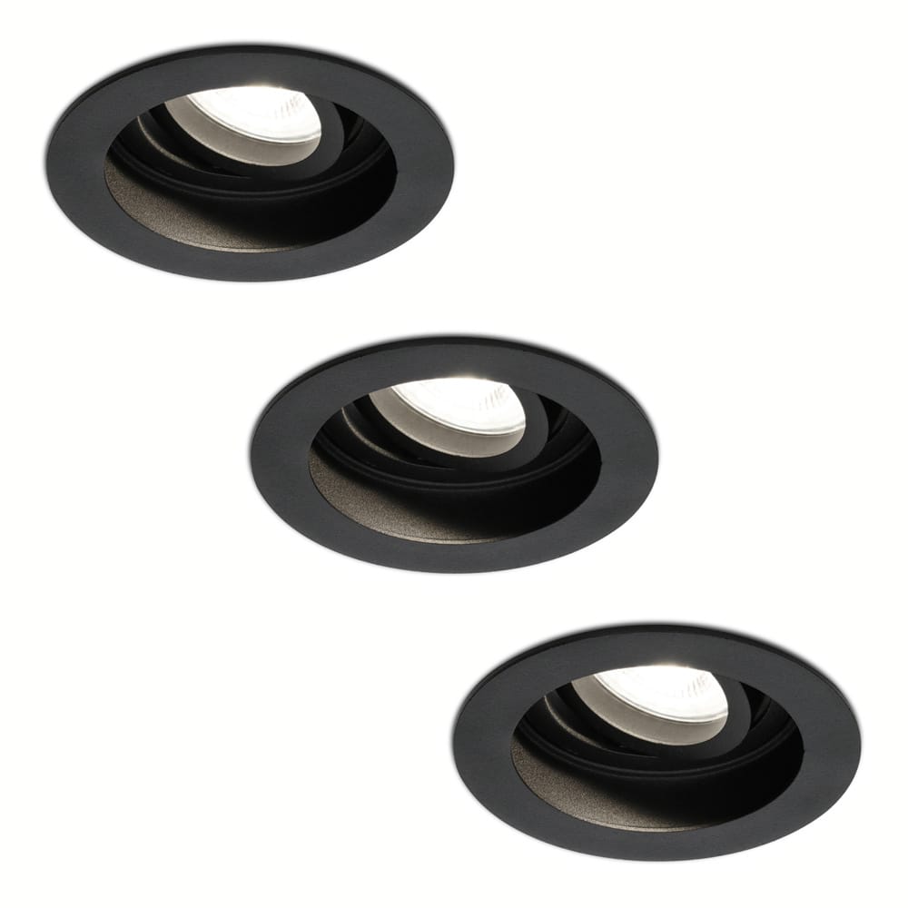Set van 3 Laredo LED inbouwspots - GU10 4 Watt 345 Lumen - 4000K neutraal wit - Dimbaar - verzonken - Rond - Kantelbaar - IP20 Voor binnen - Zwart | HOFTRONIC