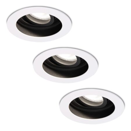 Set van 3 Laredo LED inbouwspots - GU10 4 Watt 345 Lumen - 6500K daglicht wit - Dimbaar - verzonken - Rond - Kantelbaar - IP20 Voor binnen - Wit | HOFTRONIC