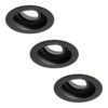 Set van 3 Laredo LED inbouwspots - GU10 4 Watt 345 Lumen - 6500K daglicht wit - Dimbaar - verzonken - Rond - Kantelbaar - IP20 Voor binnen - Zwart | HOFTRONIC