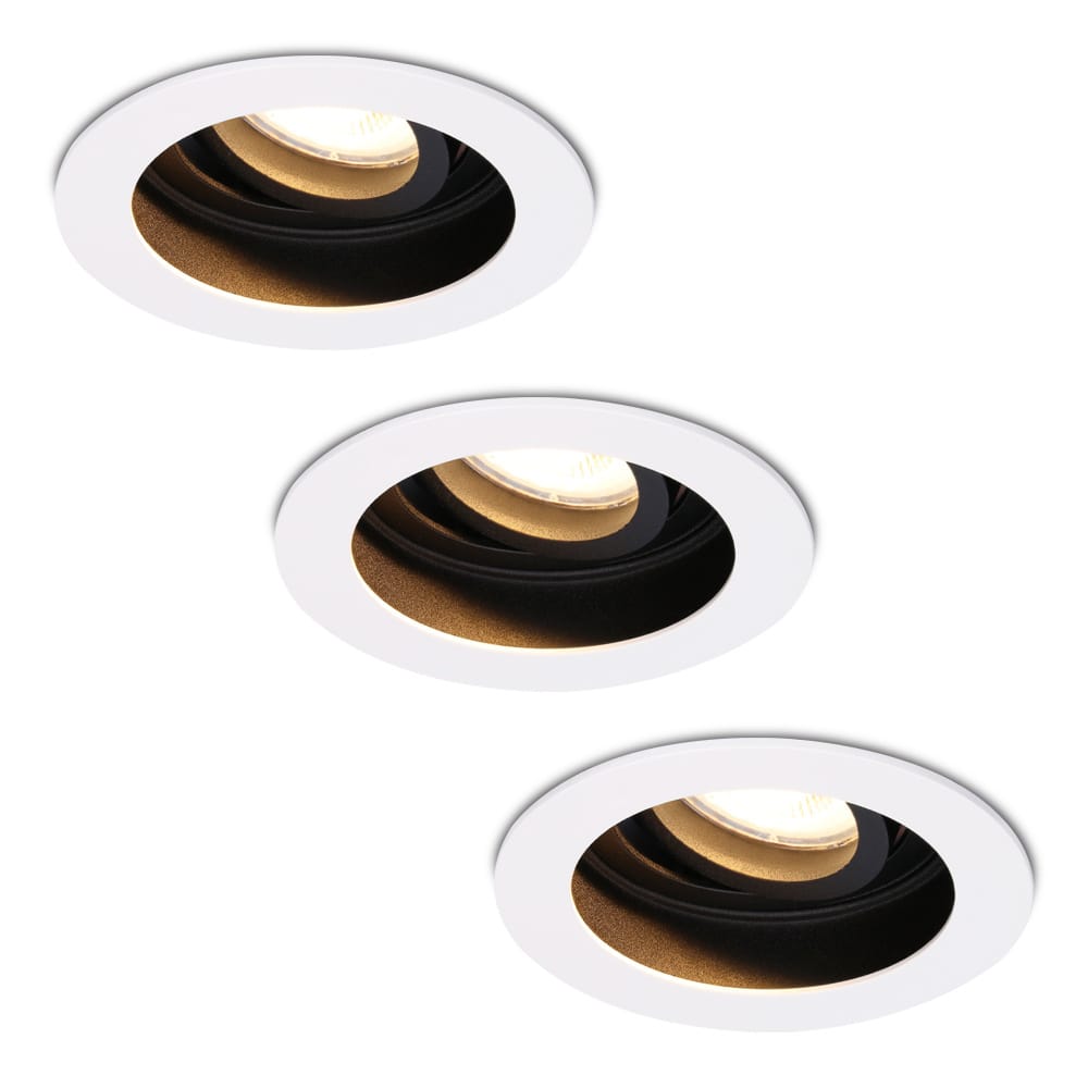 Set van 3 Laredo LED inbouwspots - GU10 - 4 Watt 345 lumen - 2700K Warm wit - Dimbaar - verzonken - Rond - Kantelbaar - IP20 Voor binnen - Wit | HOFTRONIC