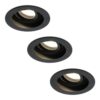 Set van 3 Laredo LED inbouwspots - GU10 4 Watt 345 lumen - 2700K Warm wit - Dimbaar - verzonken - Rond - Kantelbaar - IP20 Voor binnen - Zwart | HOFTRONIC