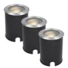 Set van 3 Lilly LED Grondspots - Dimbaar - Kantelbaar - GU10 - 4000K neutraal wit - 4 Watt 345 Lumen - Rond - IK10 - RVS - IP67 waterdicht | HOFTRONIC