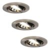Set van 3 Lublin LED inbouwspots - 4 Watt 345 Lumen - 4000K Neutraal wit - GU10 - Dimbaar - Rond - Kantelbaar - IP20 Stofdicht - RVS | HOFTRONIC