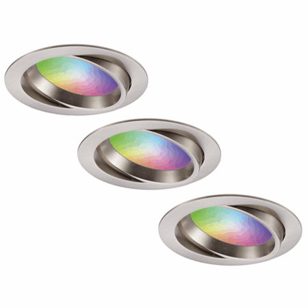 Set van 3 Luna - Smart inbouwspots - IP44 - Kantelbaar - 12 Watt 1050 Lumen (Superbright) - Wifi + Bluetooth - RGBWW - Google Home