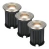 Set van 3 Maisy LED Grondspots Rond - Dimbaar - GU10 - 2700K warm wit - 4 Watt 345 lumen - Rond - Ø12cm - Tuinspot - Oprit - RVS - IP67 waterdicht | HOFTRONIC