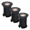 Set van 3 Maisy LED Grondspots Rond - Dimbaar - GU10 - 2700K warm wit - 4 Watt 345 lumen - Rond - Ø12cm - Tuinspot - Oprit - Zwart - IP67 waterdicht | HOFTRONIC