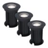 Set van 3 Maisy LED Grondspots Rond - Dimbaar - GU10 - 6500K daglicht wit - 4 Watt 345 Lumen - Rond - Ø12cm - Tuinspot - Oprit - Zwart - IP67 waterdicht | HOFTRONIC