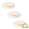 Set van 3 Malta LED inbouwspots - 5 Watt 360 lumen - Dim to warm - Rond - Kantelbaar - IP44 waterdicht - Wit - Incl. Quick Connector box | HOFTRONIC