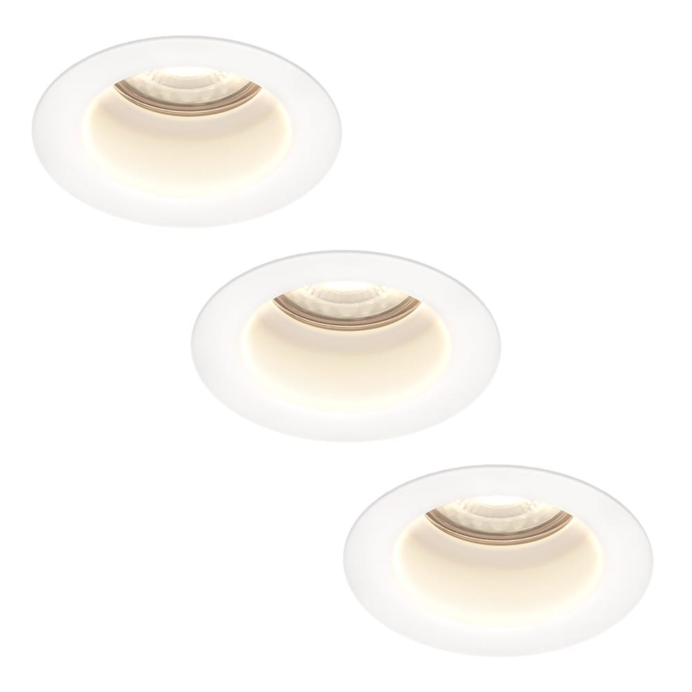Set van 3 Mari LED inbouwspots verzonken - 4 Watt 345 Lumen - 4000K neutraal wit - GU10 - Dimbaar - Rond - IP64 Waterdicht - Wit - Anti-glare | HOFTRONIC
