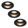 Set van 3 Mari LED inbouwspots verzonken - 4 Watt 345 Lumen - 4000K neutraal wit - GU10 - Dimbaar - Rond - IP64 Waterdicht - Zwart - Anti-glare | HOFTRONIC