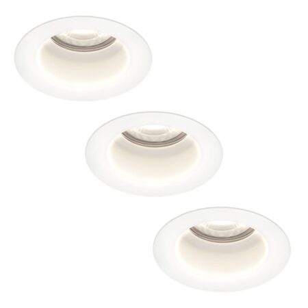 Set van 3 Mari LED inbouwspots verzonken - 4 Watt 345 Lumen - 6500K daglicht wit - GU10 - Dimbaar - Rond - IP64 Waterdicht - Wit - Anti-glare | HOFTRONIC