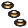 Set van 3 Mari LED inbouwspots verzonken - 4 Watt 345 lumen - 2700K warm wit - GU10 - Dimbaar - Rond - IP65 Waterdicht - Zwart - Anti-glare | HOFTRONIC
