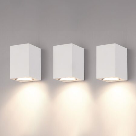 Set van 3 Marion - LED Wandlampen - 4 Watt 345 Lumen - 4000K Neutraal wit - GU10 - Dimbaar - IP64 Waterdicht - Voor binnen en buiten - Wit | HOFTRONIC