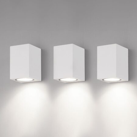 Set van 3 Marion - LED Wandlampen - 4 Watt 345 Lumen - 6500K Daglicht wit - GU10 - Dimbaar - IP64 Waterdicht - Voor binnen en buiten - Wit | HOFTRONIC