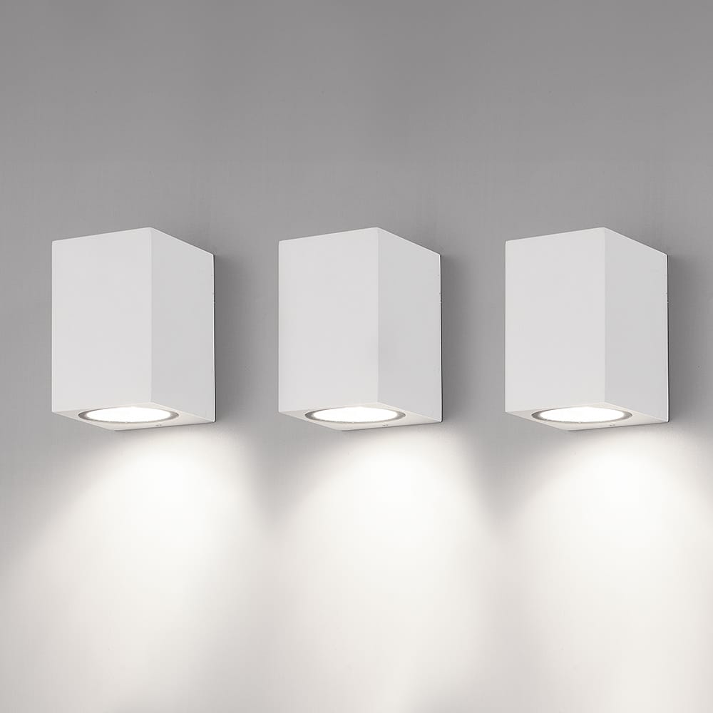 Set van 3 Marion - LED Wandlampen - 4 Watt 345 Lumen - 6500K Daglicht wit - GU10 - Dimbaar - IP64 Waterdicht - Voor binnen en buiten - Wit | HOFTRONIC