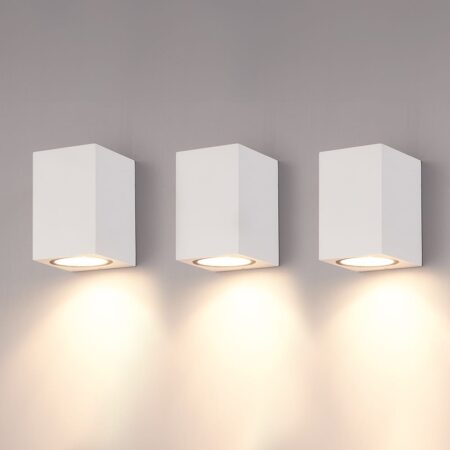 Set van 3 Marion - LED Wandlampen - 4 Watt 345 lumen - 2700K Warm wit - GU10 - Dimbaar - IP65 Waterdicht - Voor binnen en buiten - Wit | HOFTRONIC