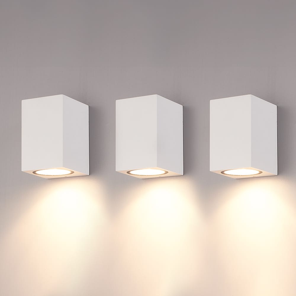 Set van 3 Marion - LED Wandlampen - 4 Watt 345 lumen - 2700K Warm wit - GU10 - Dimbaar - IP65 Waterdicht - Voor binnen en buiten - Wit | HOFTRONIC