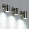 Set van 3 Mason - LED Wandlampen - 4 Watt 345 Lumen - 6500K daglicht wit - GU10 - Dimbaar - IP44 waterdicht - Industriële wandlamp - Voor binnen en buiten - RVS | HOFTRONIC