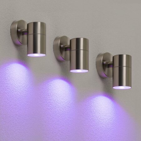 Set van 3 Mason Smart Wandlamp - IP44 - WiFi & Bluetooth - Incl. RGBWW GU10 spot - RVS - 4