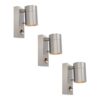 Set van 3 Mason Wandlampen - 2700K Warm Wit - Bewegingssensor en Schemerschakelaar - RVS - IP44 Waterdicht - Wandspot voor binnen en buiten | HOFTRONIC