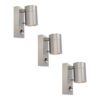Set van 3 Mason Wandlampen - 4000K neutraal wit - Bewegingssensor en Schemerschakelaar - RVS - IP44 Waterdicht - Wandspot voor binnen en buiten | HOFTRONIC