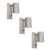 Set van 3 Mason Wandlampen - 6500K Daglicht Wit - Bewegingssensor en Schemerschakelaar - RVS - IP44 Waterdicht - Wandspot voor binnen en buiten | HOFTRONIC