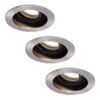 Set van 3 Mesa LED inbouwspots - GU10 4 Watt 345 Lumen - 4000K neutraal wit - Dimbaar - verzonken - Rond - Kantelbaar - IP20 Voor binnen - RVS | HOFTRONIC